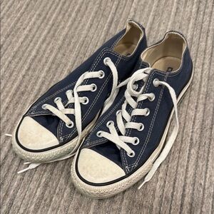 CONVERSE- Navy Blue Canvas Sneakers with White Laces